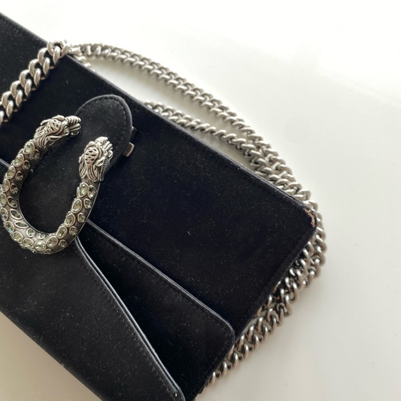 GUCCI BLACK SATIN & CRYSTAL SMALL DIONYSUS SHOULDER BAG - Picture 5 of 8
